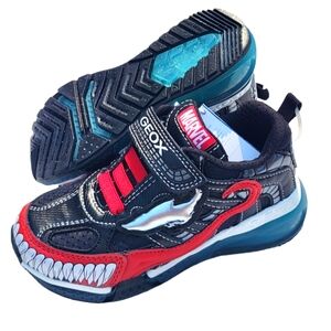 NWOT Geox size 10.5 Lights Marvel‎ Spiderman black red sneakers running s…